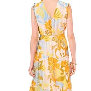1 State Bright Floral V-neck Maxi Dress size Large Vacation dress